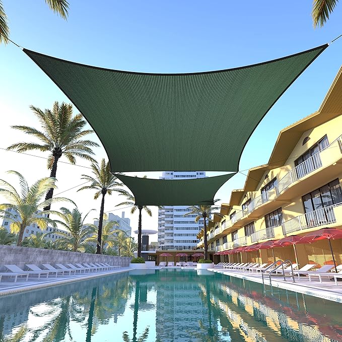 ColourTree TAPR1616 Custom Size 21' x 21' Green Sun Shade Sail Canopy UV Block by ColourTree