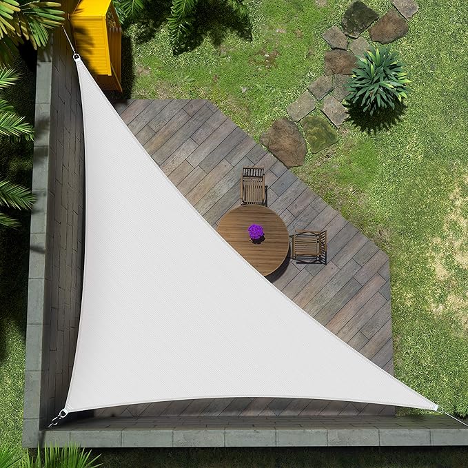 Amgo Custom Size 11' x 17' x 20.2' White Right Triangle Sun Shade Sail Order to by Amgo
