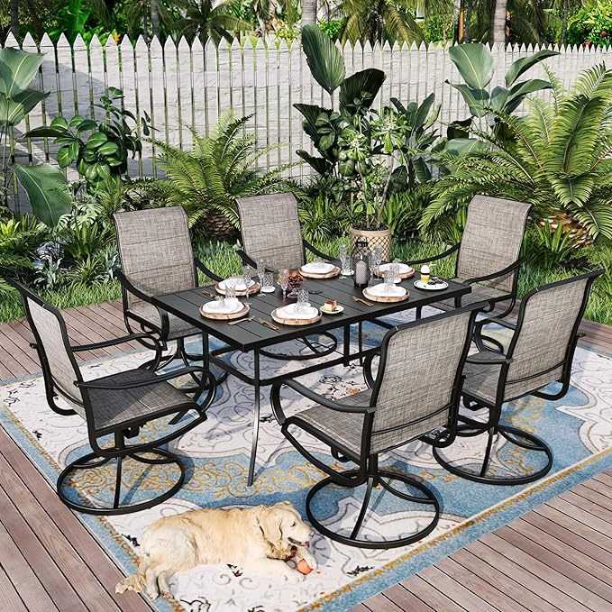 Sophia & William 7 Pieces Patio Dining Set Outdoor Metal Furniture Set by SophiaWilliam
