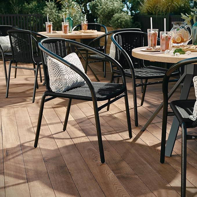 Flash Furniture Lila Modern Rattan Indoor/Outdoor Stackable Dining Chairs - Image 7