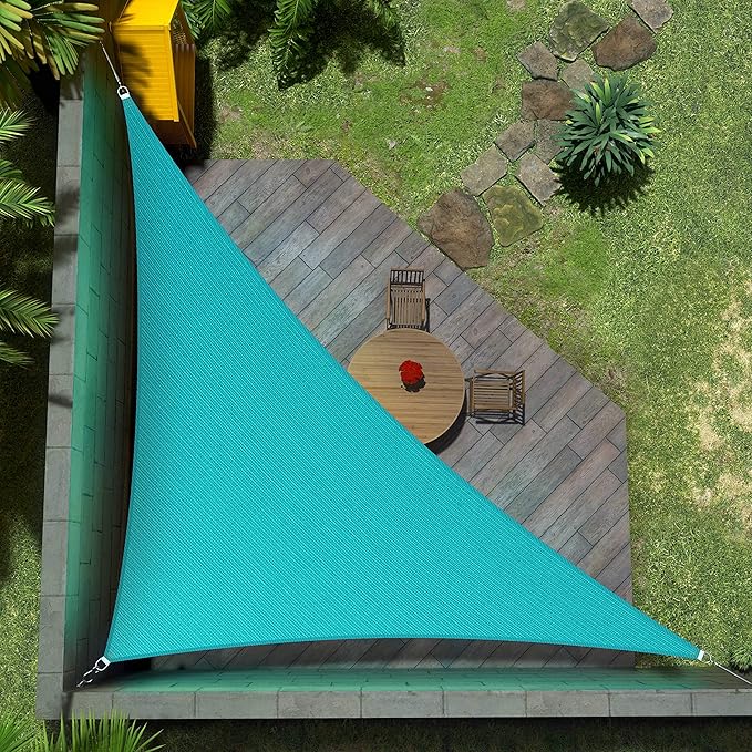 Amgo Custom Size 8' x 15' x 17' Turquoise Triangle Sun Shade Sail UPF50+ by Amgo