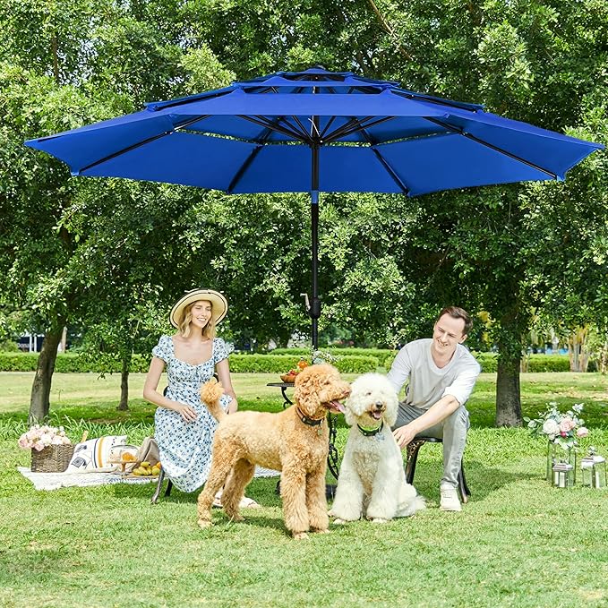 Yaheetech 3 Tier Patio Umbrella 10ft Vented Outdoor Large Market Table Umbrella - Image 2