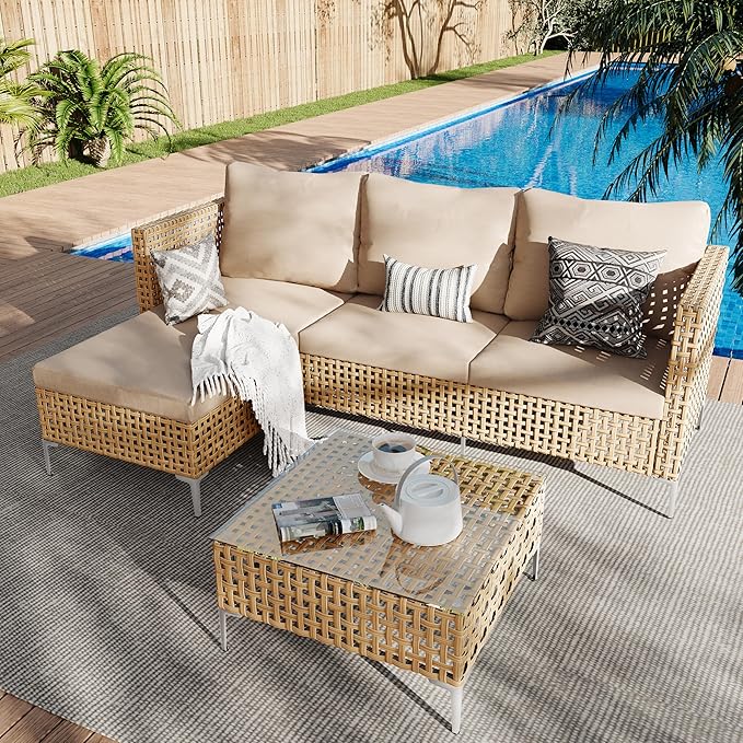 3-Piece L-Shaped Patio Furniture Set by Ophelian