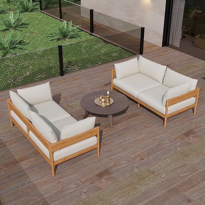 Acanva Modern Outdoor Patio Furniture Set, All-Weather Aluminium Conversation - Image 3