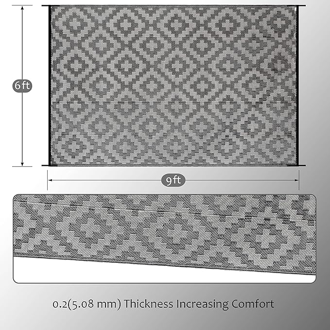 SAND MINE Waterproof Outdoor Rug 6x9 ft, Plastic Reversible Rug, Modern Area Rug - Image 2