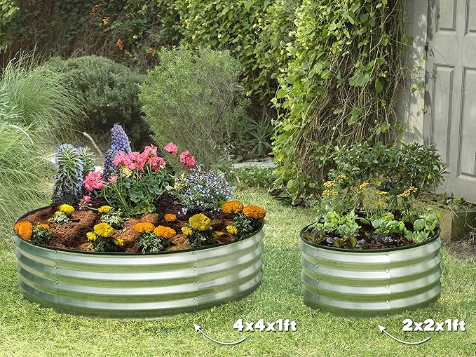 Round Galvanized Raised Garden Bed // 4×4×1 ft Galvanized Raised Garden Beds - Image 6