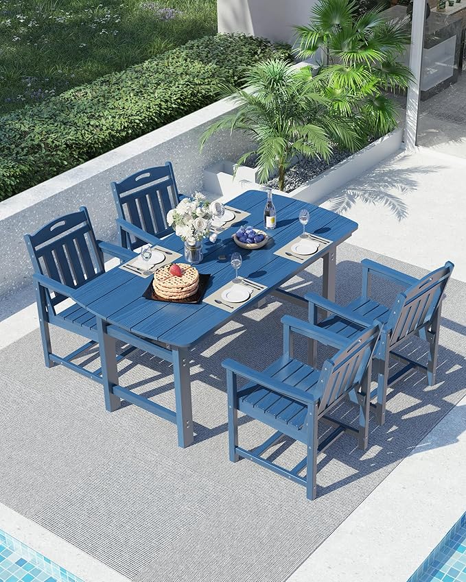Ciokea HDPE Outdoor Dining Set, 5-Piece Patio Table and Chairs Set - Image 7