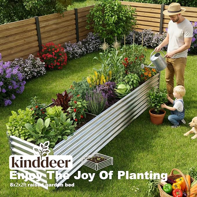 8x2x2ft Raised Garden Bed Kit, Galvanized Planter Garden Boxes Outdoor - Image 4