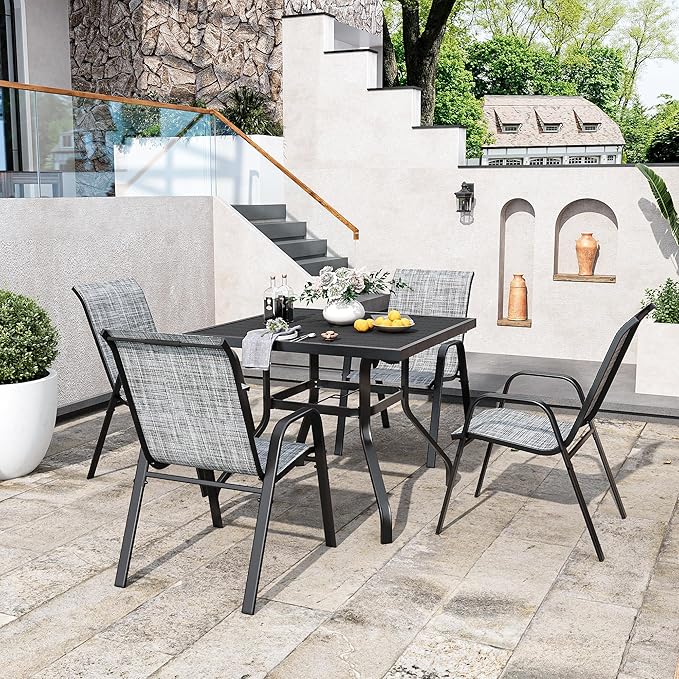 Patio Chairs Set of 6, Stackable Outdoor Dining Chairs - Image 8