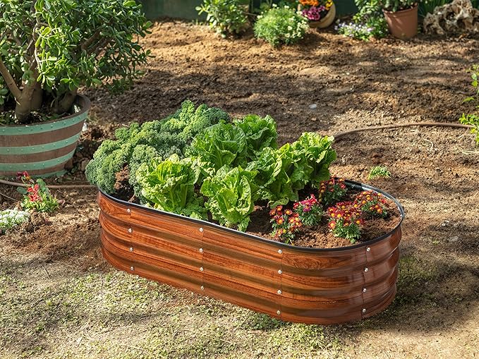 Plant & Plot Galvanized Raised Garden Beds Outdoor // 4×2×1 ft Planter Raised - Image 3