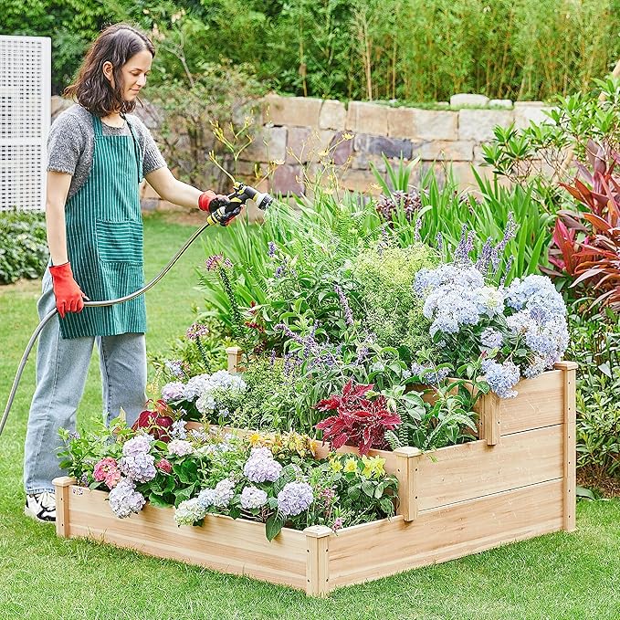 Yaheetech 3 Tier 47 x 47 x 22in Raised Garden Bed Horticulture Outdoor Elevated - Image 2