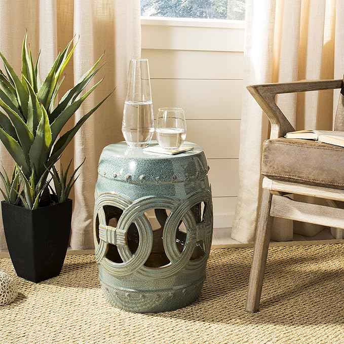 SAFAVIEH Home Collection Double Coin Antique Blue-Green Ceramic Indoor/ Outdoor - Image 4