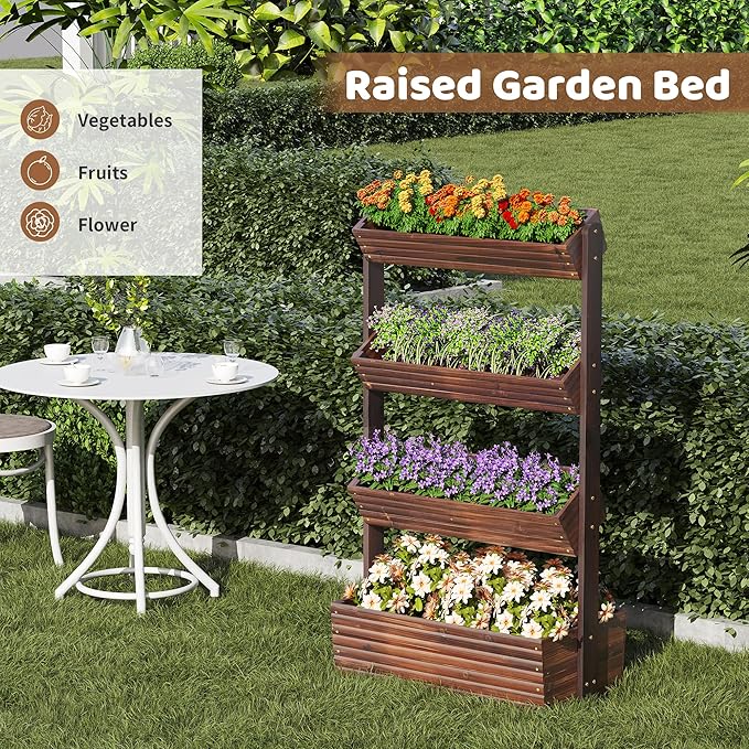 FILWH Wooden Raised Garden Bed Vertical Planter Box, Freestanding Plant Stand - Image 3