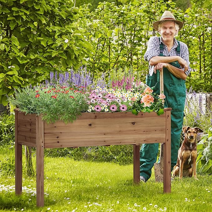 Yaheetech 2pcs Raised Garden Bed 48x24x30in Elevated Wooden Horticulture - Image 2