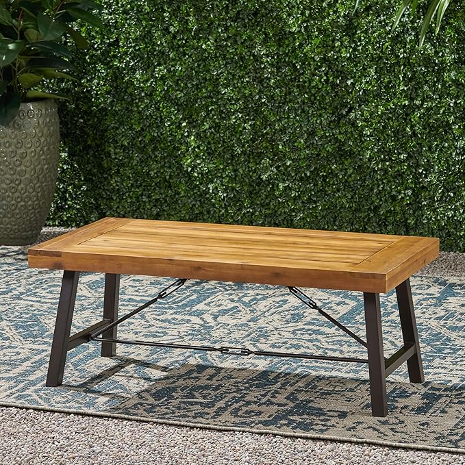 Christopher Knight Home Catriona Outdoor Acacia Wood Coffee Table, Teak Finish - Image 2