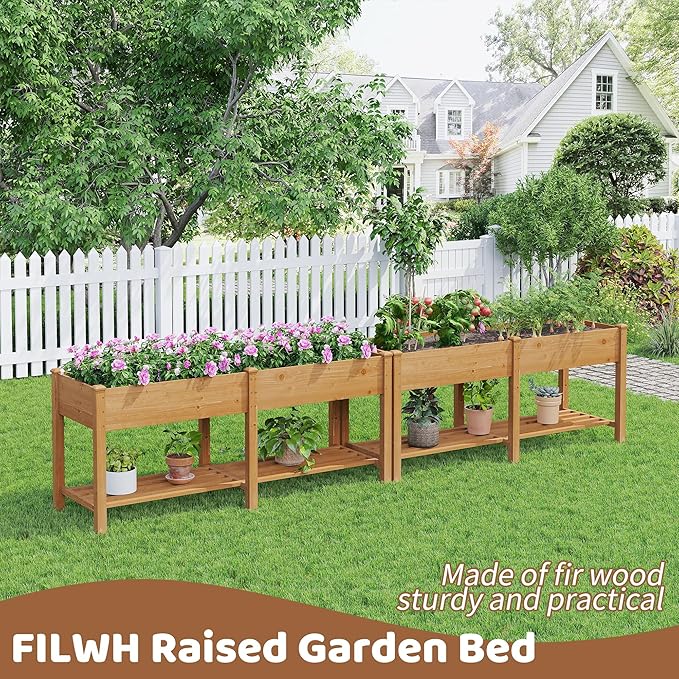 FILWH Raised Garden Bed with Legs Elevated Wooden Planter Box Stand Large - Image 5