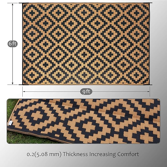 SAND MINE Reversible Mats, Plastic Straw Rug, Modern Area Rug, Large Floor Mat - Image 2