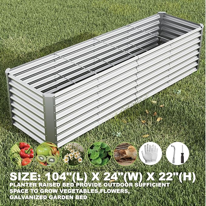 8x2x2ft Raised Garden Bed Kit, Galvanized Planter Garden Boxes Outdoor - Image 3