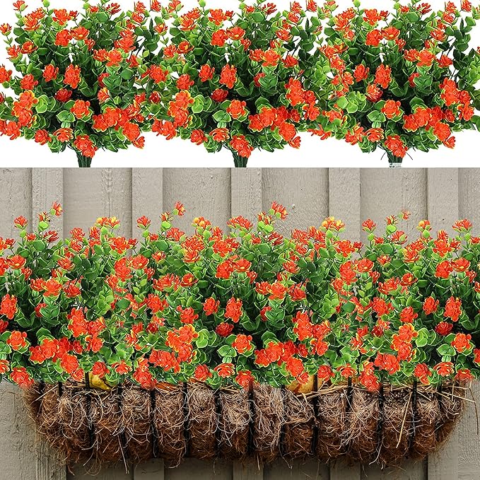 20 Bundles Artificial Fall Flowers Outdoor Fake Flowers, UV Resistant No Fade by YIBUKIY