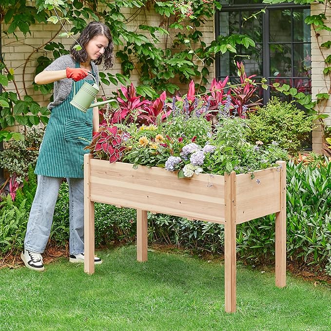 Yaheetech 2pcs Raised Garden Bed 48x24x30in Elevated Wooden Horticulture - Image 2