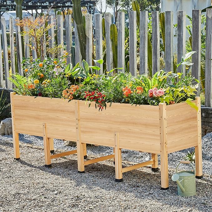 AMERLIFE 7x2 Ft Raised Garden Bed, 16 Inch Depth Featuring Legs, Drainage Holes by AMERLIFE