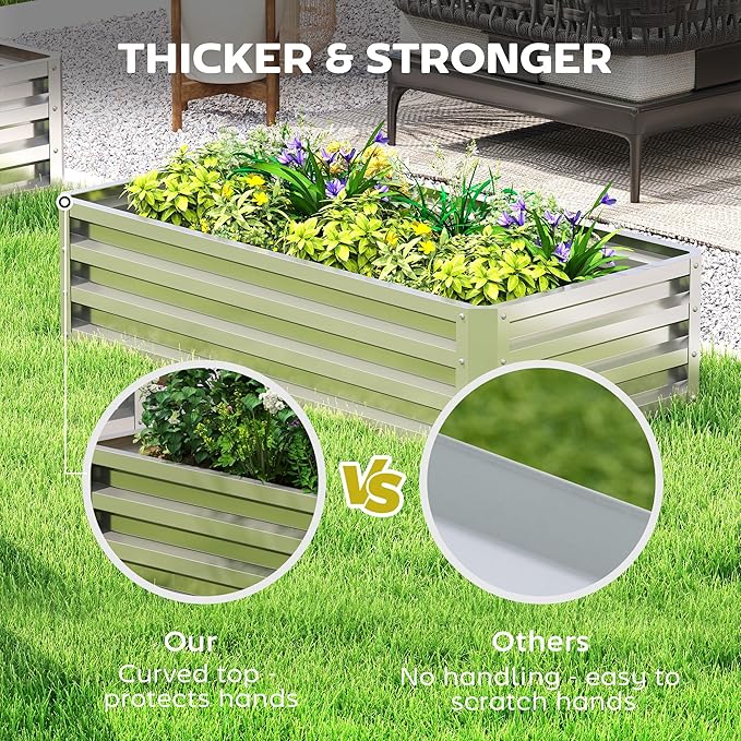 Outsunny Galvanized Raised Garden Bed, - Image 6