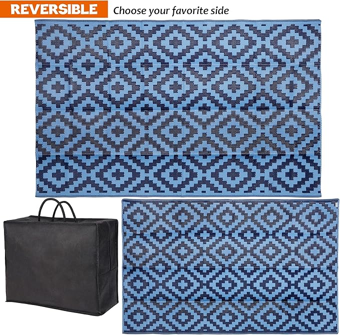 SAND MINE Reversible Mats, Plastic Straw Rug, Modern Area Rug, Large Floor Mat - Image 4