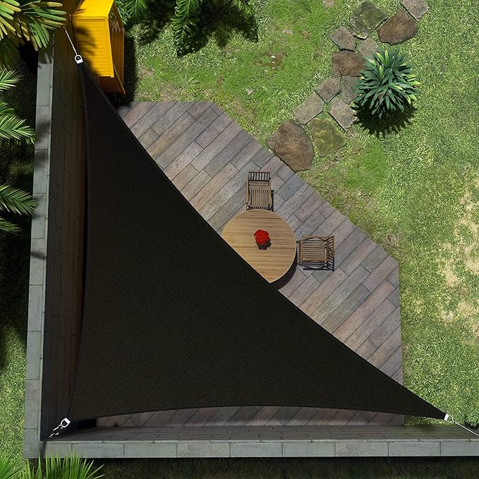 Amgo Custom Size 16' x 17' x 23.3' Black Right Triangle Sun Shade Sail UPF50+ by Amgo