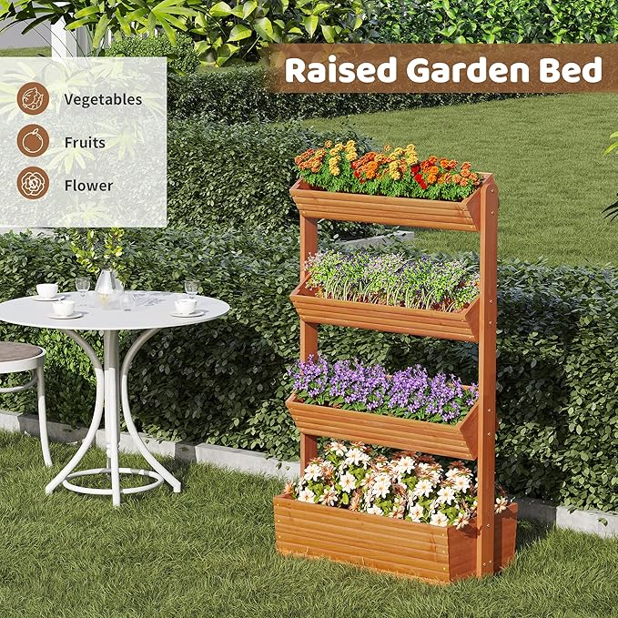 FILWH Wooden Raised Garden Bed Vertical Planter Box, Freestanding Plant Stand - Image 3