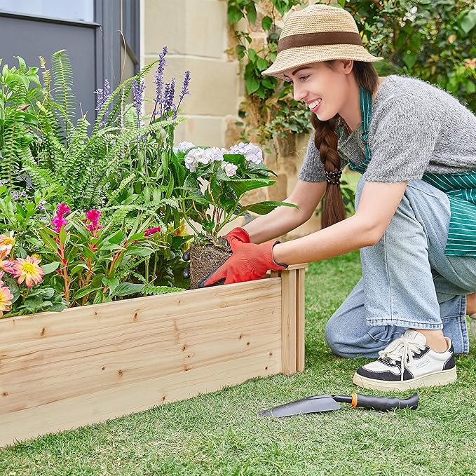 Yaheetech 8×2ft Wooden Horticulture Raised Garden Bed Divisible Elevated - Image 7