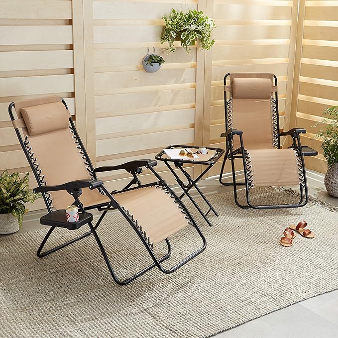Amazon Basics Outdoor Textilene Adjustable Zero Gravity Folding Reclining - Image 2