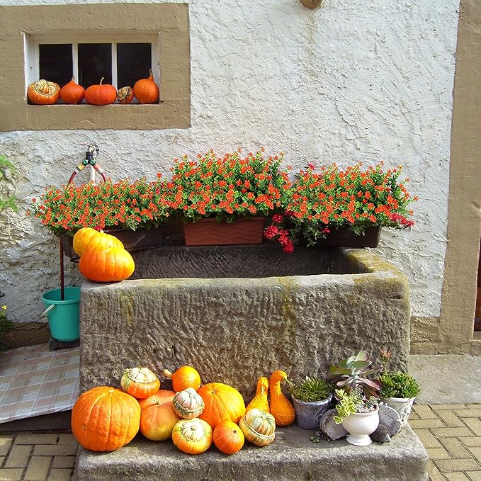 20 Bundles Artificial Fall Flowers Outdoor Fake Flowers, UV Resistant No Fade - Image 7